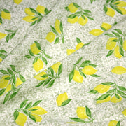 Tissu cotonnade Carreaux de faïence et citrons : tons verts ou bleus - COLLECTION SICILIA - OEKO - TEX STANDARD 100 - TissusPapi.com