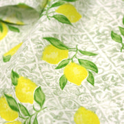Tissu cotonnade Carreaux de faïence et citrons : tons verts ou bleus - COLLECTION SICILIA - OEKO - TEX STANDARD 100 - TissusPapi.com