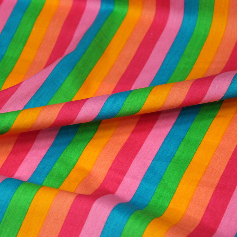Tissu cotonnade RIVIERA aux larges rayures muticolores 15mm - Collection SICILIA - TissusPapi.com