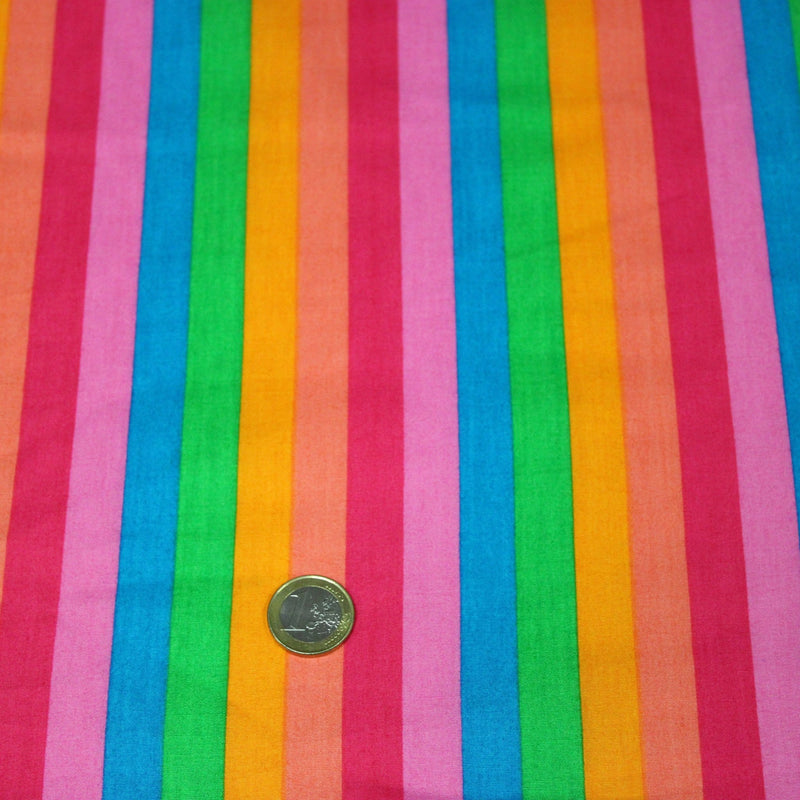 Tissu cotonnade RIVIERA aux larges rayures muticolores 15mm - Collection SICILIA - TissusPapi.com
