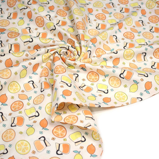 Tissu popeline coton Limonade, orangeade, citrons et oranges - TissusPapi.com