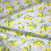 Tissu cotonnade Carreaux de faïence et citrons : tons verts ou bleus - COLLECTION SICILIA - OEKO - TEX STANDARD 100 - TissusPapi.com