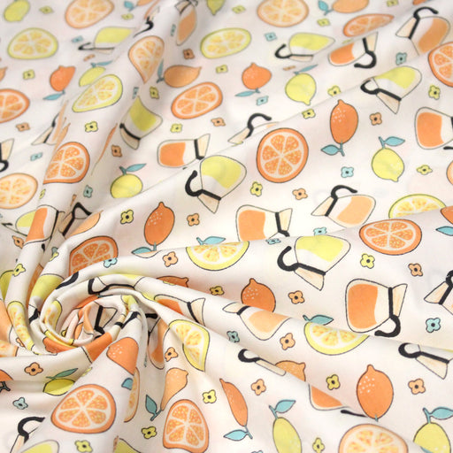 Tissu popeline coton Limonade, orangeade, citrons et oranges - TissusPapi.com