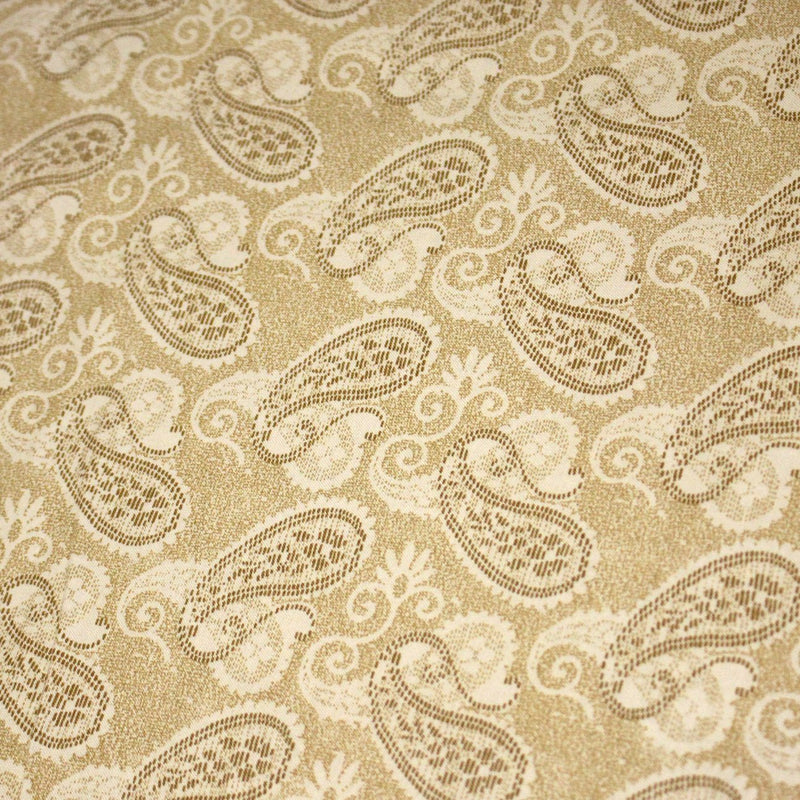 Tissu cotonnade faux - uni sable, motif cachemire - TissusPapi.com