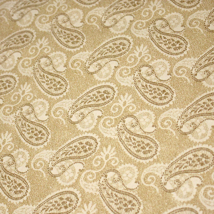 Tissu cotonnade faux-uni sable, motif cachemire