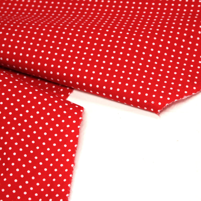 Tissu popeline de coton rouge à pois blancs - COLLECTION POLKA DOT - Oeko-Tex