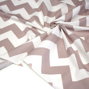 Tissu cotonnade, chevrons taupe clair et blancs - TissusPapi.com