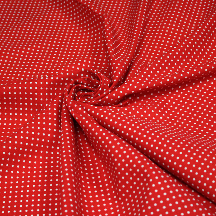 Tissu popeline de coton rouge à pois blancs - COLLECTION POLKA DOT - Oeko-Tex