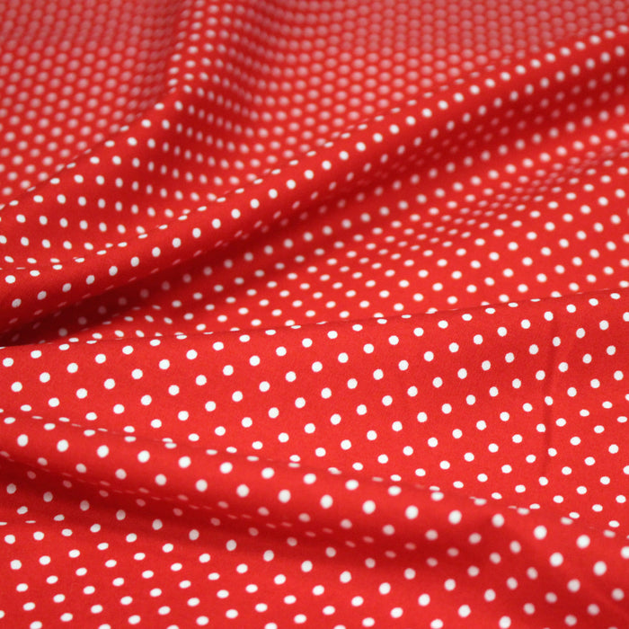 Tissu popeline de coton rouge à pois blancs - COLLECTION POLKA DOT - Oeko-Tex