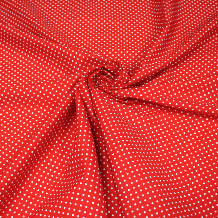 Tissu popeline de coton rouge à pois blancs - COLLECTION POLKA DOT - Oeko-Tex