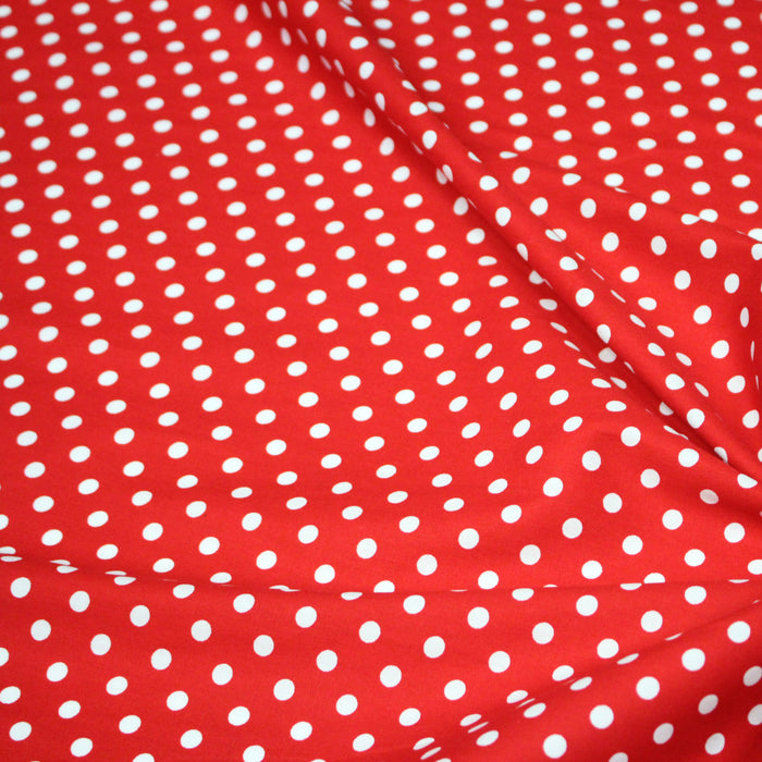 Tissu popeline de coton rouge à pois blancs 6mm - COLLECTION POLKA DOT - Oeko-Tex