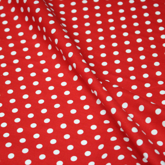 Tissu popeline de coton rouge à pois blancs 6mm - COLLECTION POLKA DOT - Oeko-Tex