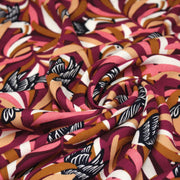 Tissu viscose fluide, motif floral & toucans : tons prune ou tons marine - OEKO - TEX STANDARD 100 - TissusPapi.com