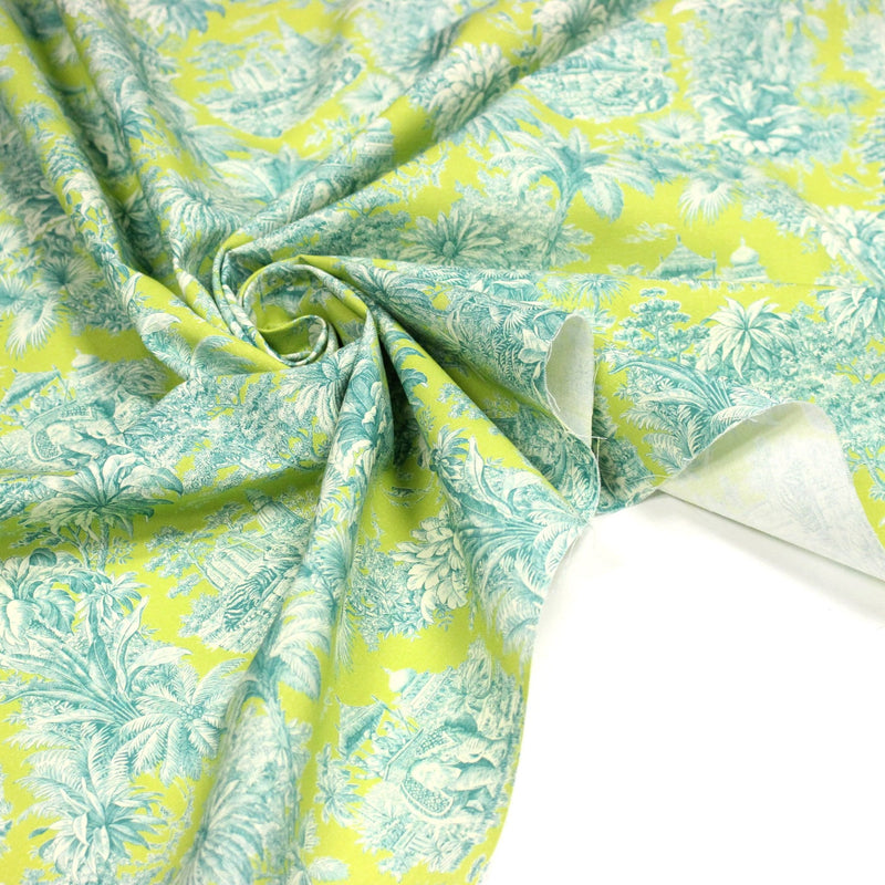 Tissu coton TOILE DE JOUY illustrations indiennes, nombreuses couleurs estivales ! - TissusPapi.com
