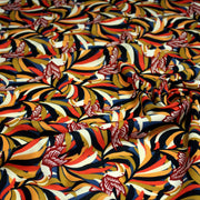 Tissu viscose fluide, motif floral & toucans : tons prune ou tons marine - OEKO - TEX STANDARD 100 - TissusPapi.com