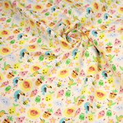 Tissu popeline coton ENFANT KAWAI aux animaux et fruits souriants - TissusPapi.com