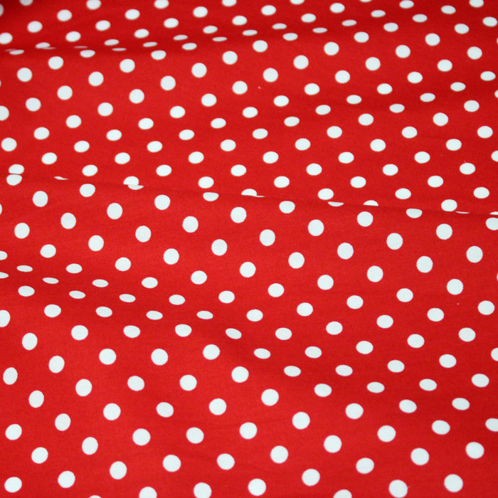 Tissu popeline de coton rouge à pois blancs 6mm - COLLECTION POLKA DOT - Oeko-Tex