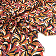 Tissu viscose fluide, motif floral & toucans : tons prune ou tons marine - OEKO - TEX STANDARD 100 - TissusPapi.com