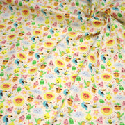 Tissu popeline coton ENFANT KAWAI aux animaux et fruits souriants - TissusPapi.com