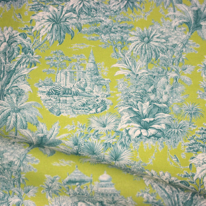 Tissu coton TOILE DE JOUY illustrations indiennes, nombreuses couleurs estivales ! - TissusPapi.com
