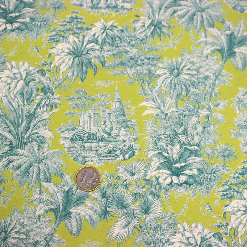 Tissu coton TOILE DE JOUY illustrations indiennes, nombreuses couleurs estivales ! - TissusPapi.com