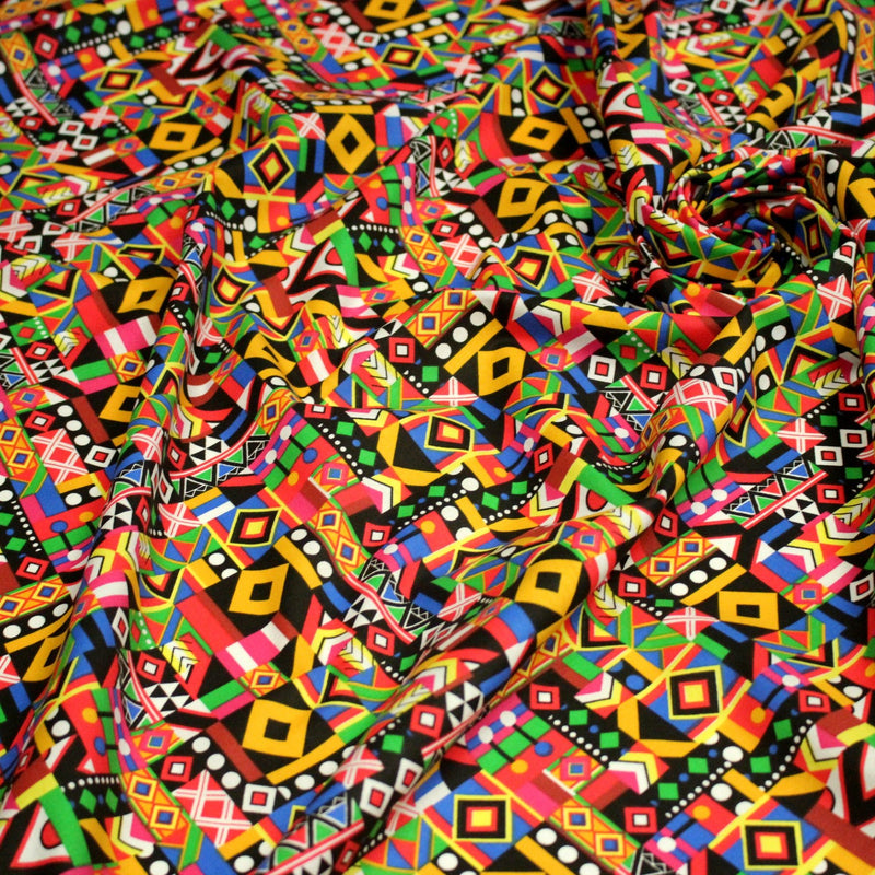 Tissu cotonnade motif WAX géométrique très coloré - OEKO - TEX STANDARD 100 - TissusPapi.com