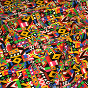 Tissu cotonnade motif WAX géométrique très coloré - OEKO - TEX STANDARD 100 - TissusPapi.com