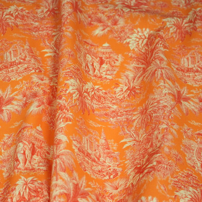 Tissu coton TOILE DE JOUY illustrations indiennes, nombreuses couleurs estivales ! - TissusPapi.com
