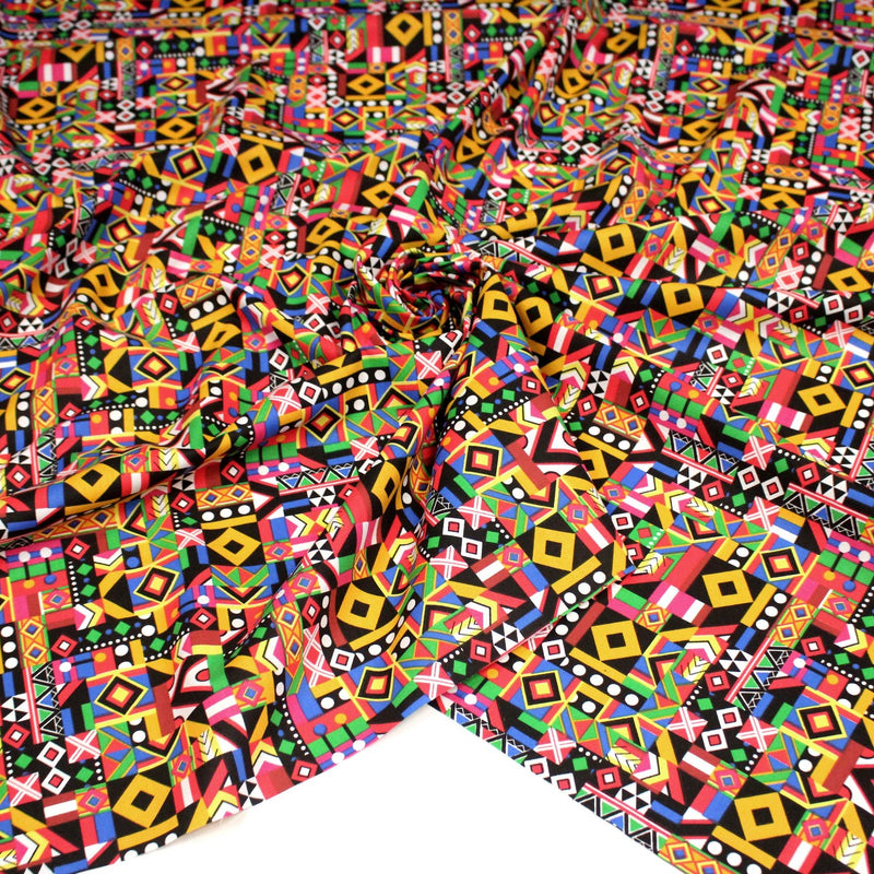 Tissu cotonnade motif WAX géométrique très coloré - OEKO - TEX STANDARD 100 - TissusPapi.com