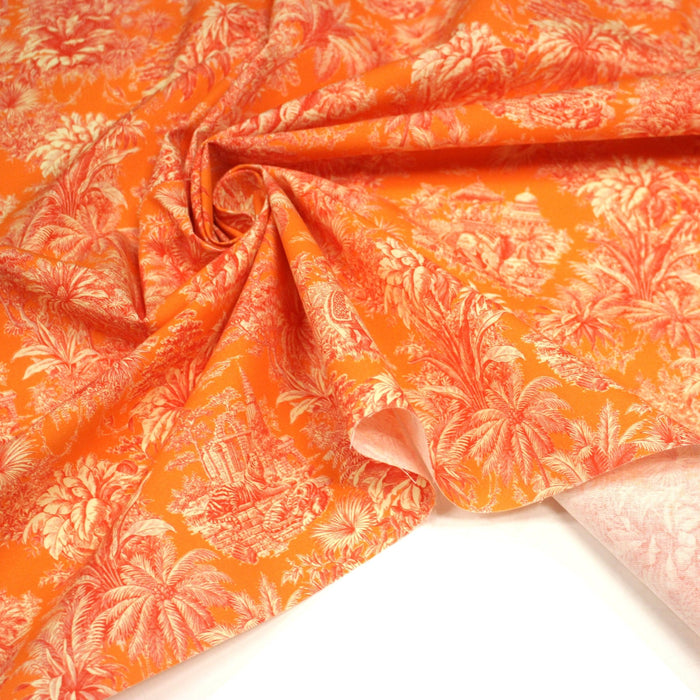 Tissu coton TOILE DE JOUY illustrations indiennes, nombreuses couleurs estivales ! - TissusPapi.com