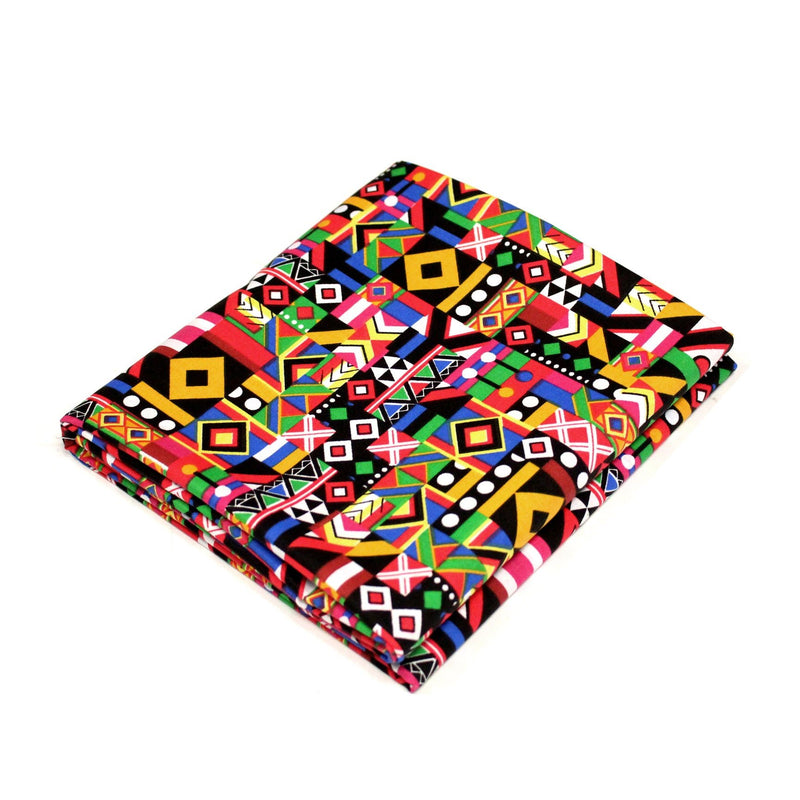 Tissu cotonnade motif WAX géométrique très coloré - OEKO - TEX STANDARD 100 - TissusPapi.com