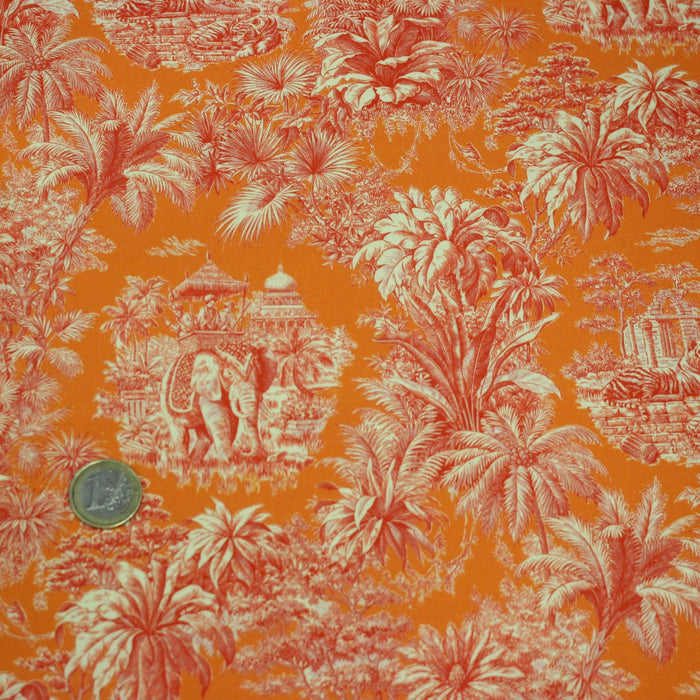 Tissu coton TOILE DE JOUY illustrations indiennes, nombreuses couleurs estivales ! - TissusPapi.com