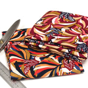 Tissu viscose fluide, motif floral & toucans : tons prune ou tons marine - OEKO - TEX STANDARD 100 - TissusPapi.com