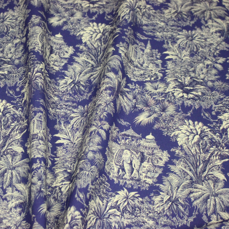Tissu coton TOILE DE JOUY illustrations indiennes, nombreuses couleurs estivales ! - TissusPapi.com