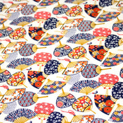 Tissu cotonnade éventails japonais multicolores : rouge ou blanc - OEKO - TEX STANDARD 100 - TissusPapi.com