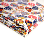 Tissu cotonnade éventails japonais multicolores : rouge ou blanc - OEKO - TEX STANDARD 100 - TissusPapi.com
