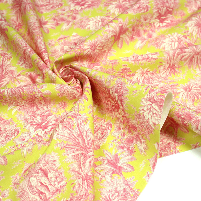 Tissu coton TOILE DE JOUY illustrations indiennes, nombreuses couleurs estivales ! - TissusPapi.com