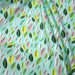 Tissu popeline coton vert aux feuilles vertes, jaunes, roses - TissusPapi.com