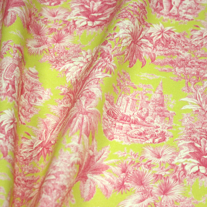 Tissu coton TOILE DE JOUY illustrations indiennes, nombreuses couleurs estivales ! - TissusPapi.com