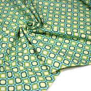 Tissu popeline coton vert aux formes géométriques vertes et jaunes - TissusPapi.com