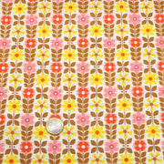 Tissu cotonnade SEVENTIES petites fleurs géométriques : rose/jaune/ocre ou vert/jaune/rose - OEKO-TEX STANDARD 100 - TissusPapi.com