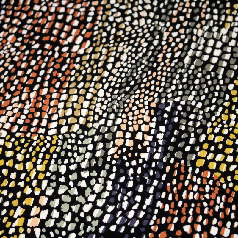 Tissu Viscose fluide COBRA aux écailles multicolores - OEKO - TEX - TissusPapi.com