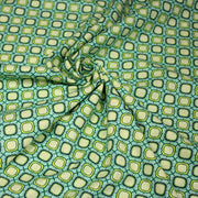 Tissu popeline coton vert aux formes géométriques vertes et jaunes - TissusPapi.com