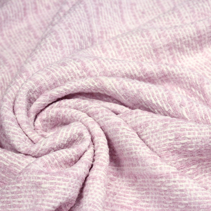 Tissu Tweed de coton faux-uni rose & blanc - Fabrication française - TissusPapi.com