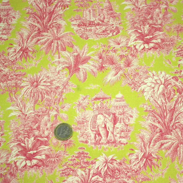 Tissu coton TOILE DE JOUY illustrations indiennes, nombreuses couleurs estivales ! - TissusPapi.com