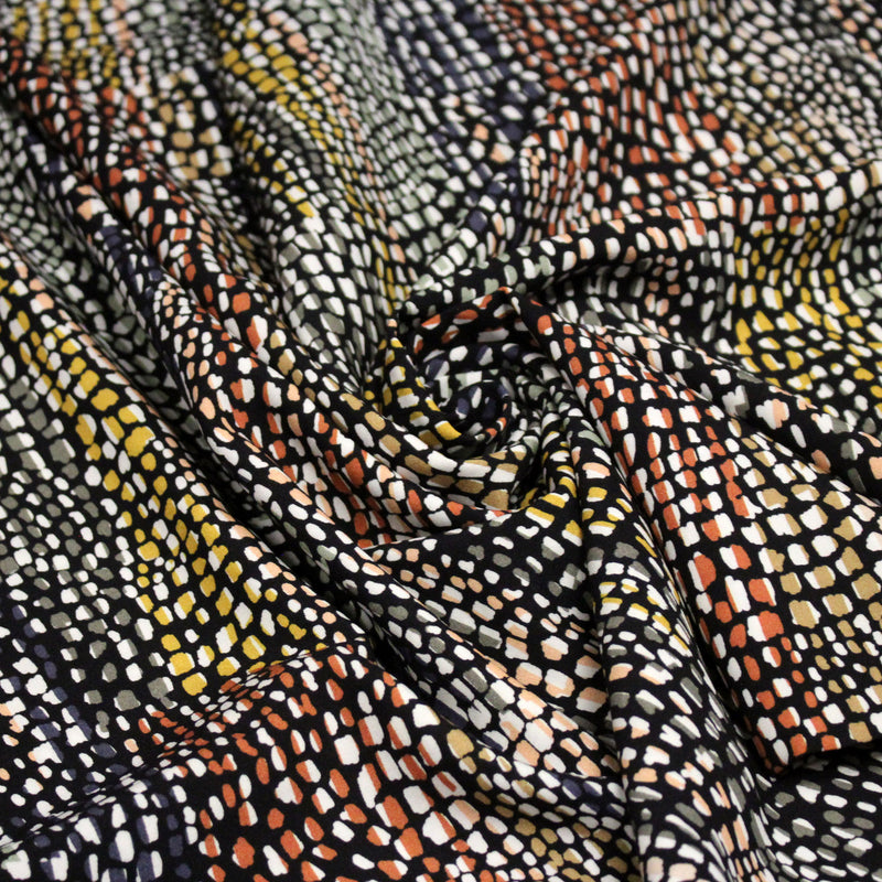 Tissu Viscose fluide COBRA aux écailles multicolores - OEKO - TEX - TissusPapi.com