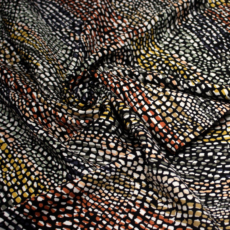Tissu Viscose fluide COBRA aux écailles multicolores - OEKO - TEX - TissusPapi.com