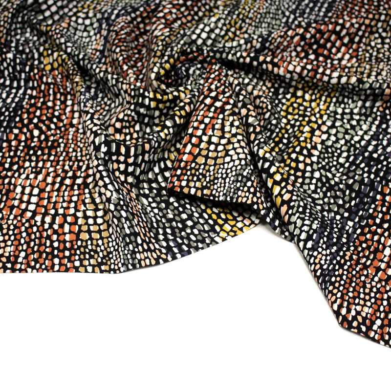 Tissu Viscose fluide COBRA aux écailles multicolores - OEKO - TEX - TissusPapi.com