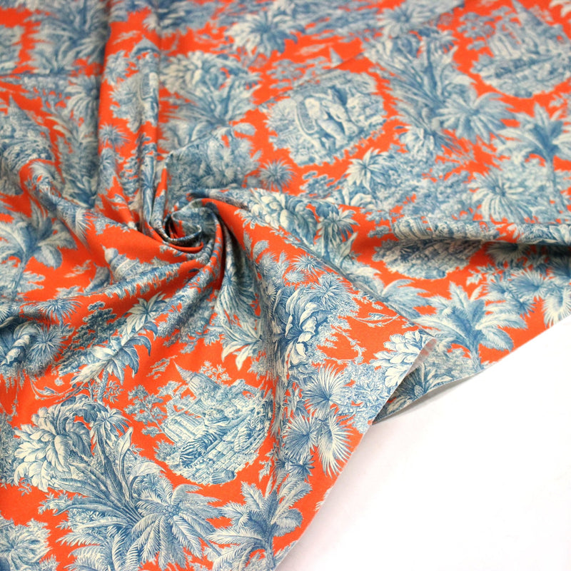 Tissu coton TOILE DE JOUY illustrations indiennes, nombreuses couleurs estivales ! - TissusPapi.com