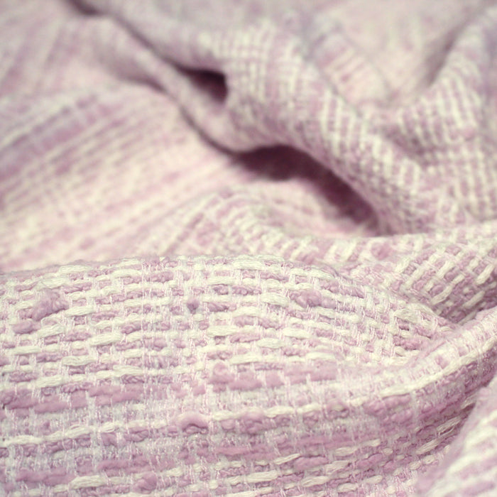 Tissu Tweed de coton faux-uni rose & blanc - Fabrication française - TissusPapi.com